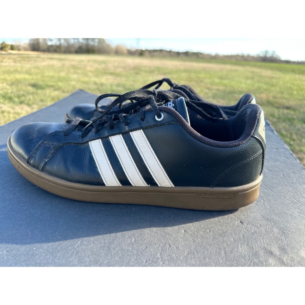 Adidas Cloudfoam Sneakers Black White Gum Sole‎ Men Size 12 Athletic Shoes